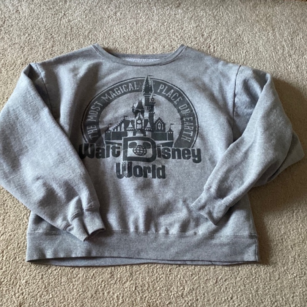Disney White and Gray Logo Sweatshirt